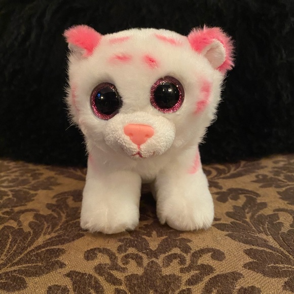 Ty Tabor the Pink & White Tiger Beanie Baby - Picture 1 of 3